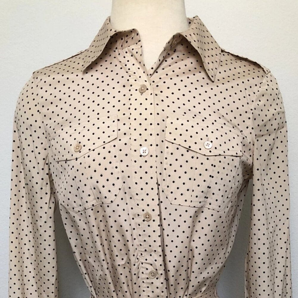 Tory Burch 100% Silk Long Sleeve Polka Dot Blush Romantic Dress, Size 12 - Picture 2 of 5